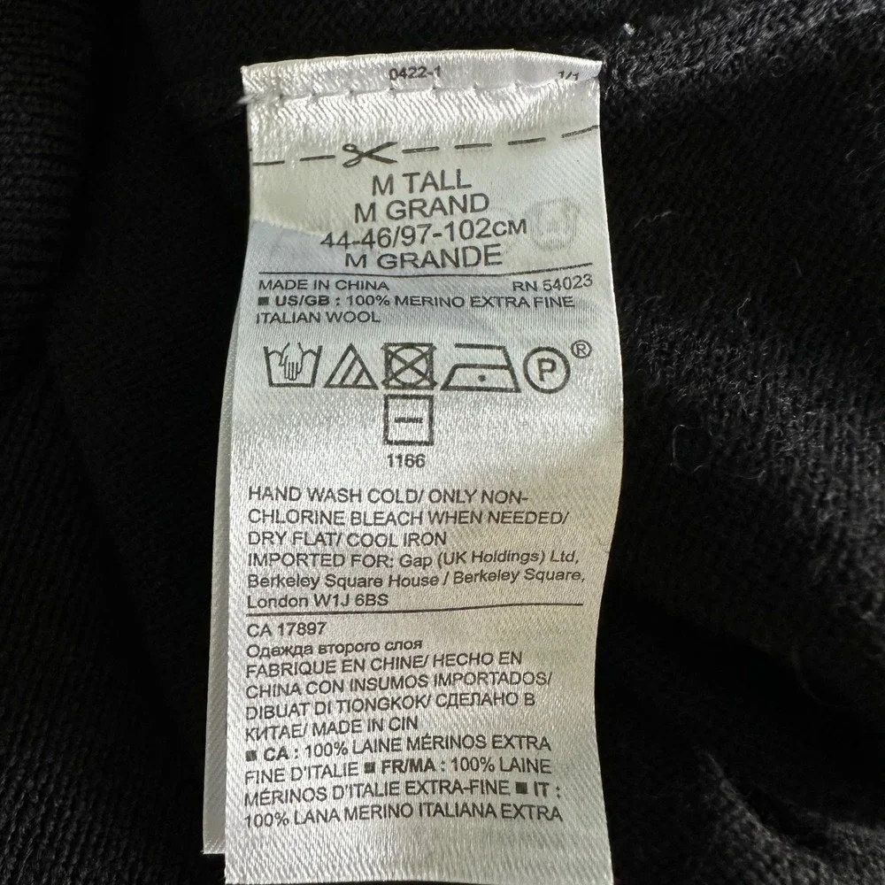 Banana Republic Mens M Tall Black Baruffa Italian Merino Wool‎ Crewneck Sweater